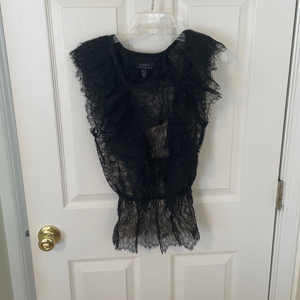 Robert Rodriguez black lace top sz 4